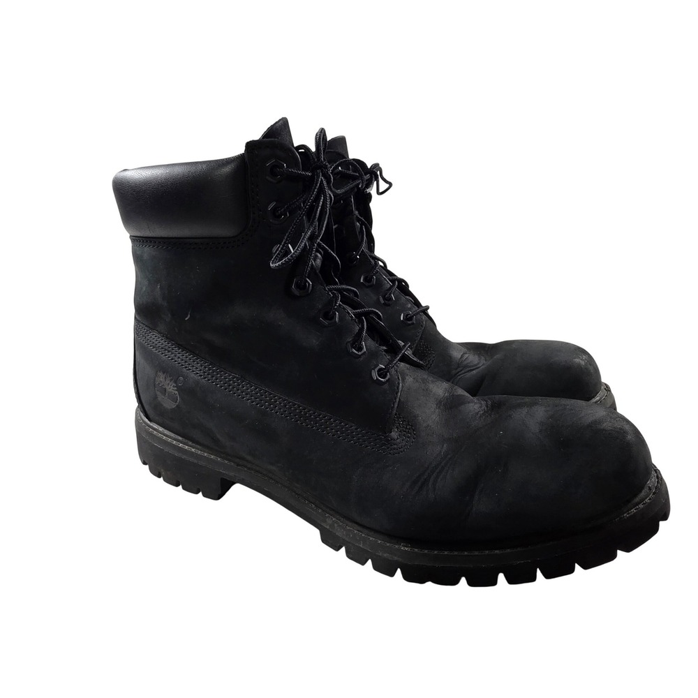 Timberland Premium‎ Waterproof Boots Mens 12 M Black Nubuck Leather 10073